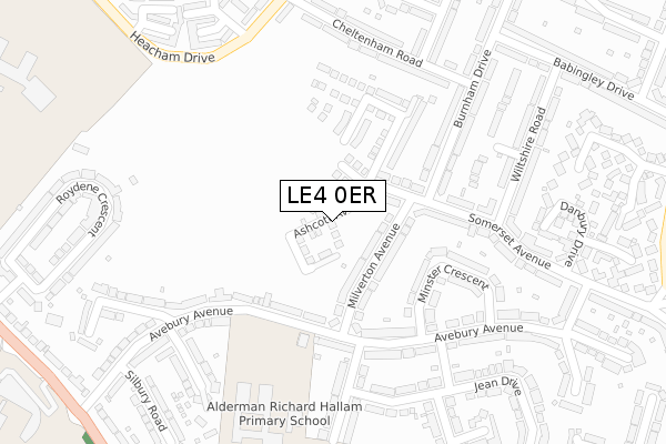 LE4 0ER map - large scale - OS Open Zoomstack (Ordnance Survey)