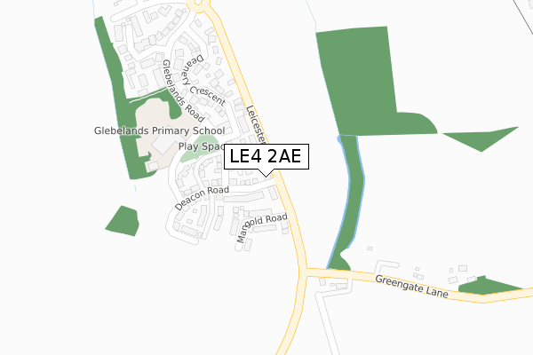 LE4 2AE map - large scale - OS Open Zoomstack (Ordnance Survey)