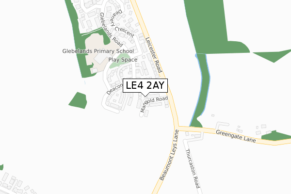LE4 2AY map - large scale - OS Open Zoomstack (Ordnance Survey)