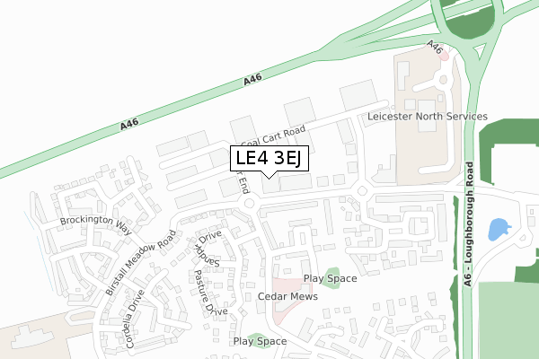 LE4 3EJ map - large scale - OS Open Zoomstack (Ordnance Survey)