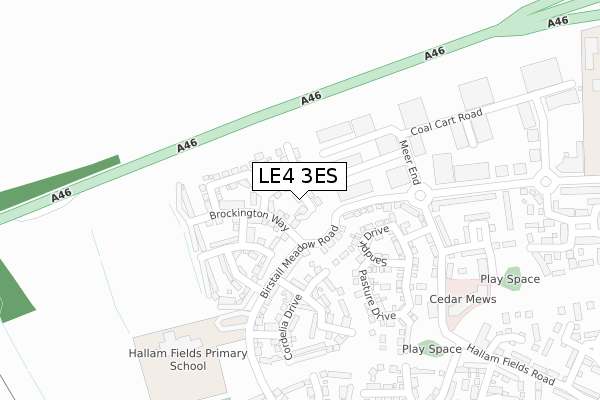 LE4 3ES map - large scale - OS Open Zoomstack (Ordnance Survey)