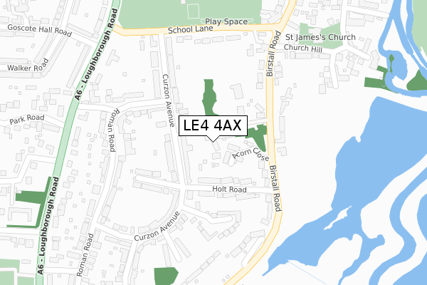 LE4 4AX map - large scale - OS Open Zoomstack (Ordnance Survey)