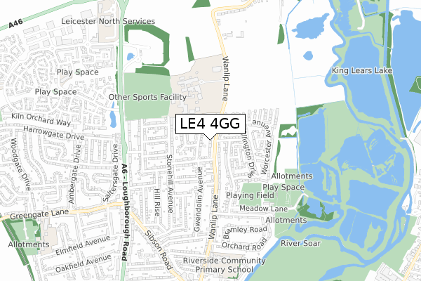 LE4 4GG map - small scale - OS Open Zoomstack (Ordnance Survey)