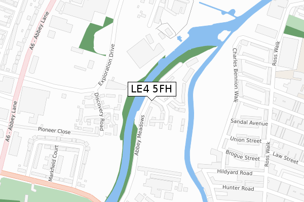 LE4 5FH map - large scale - OS Open Zoomstack (Ordnance Survey)