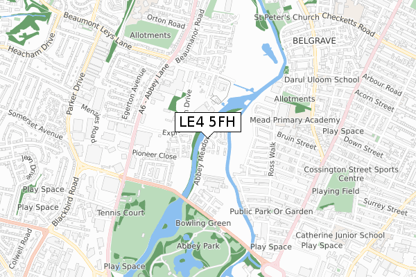 LE4 5FH map - small scale - OS Open Zoomstack (Ordnance Survey)