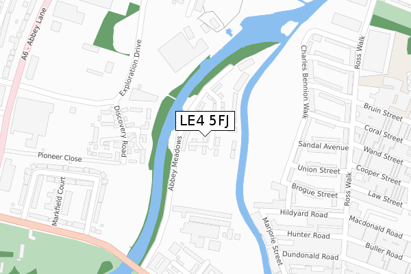 LE4 5FJ map - large scale - OS Open Zoomstack (Ordnance Survey)