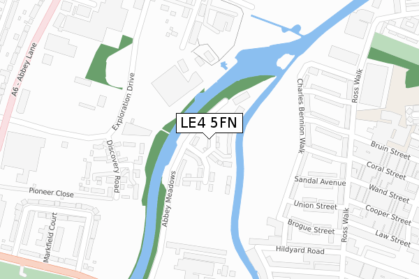 LE4 5FN map - large scale - OS Open Zoomstack (Ordnance Survey)