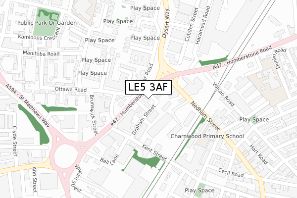 LE5 3AF map - large scale - OS Open Zoomstack (Ordnance Survey)