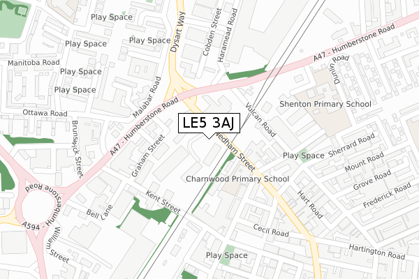 LE5 3AJ map - large scale - OS Open Zoomstack (Ordnance Survey)