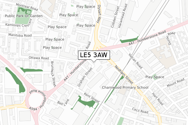 LE5 3AW map - large scale - OS Open Zoomstack (Ordnance Survey)