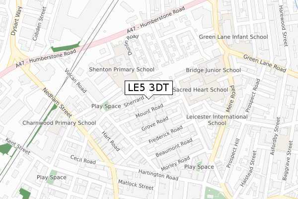 LE5 3DT map - large scale - OS Open Zoomstack (Ordnance Survey)