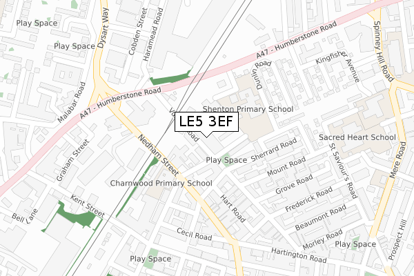 LE5 3EF map - large scale - OS Open Zoomstack (Ordnance Survey)