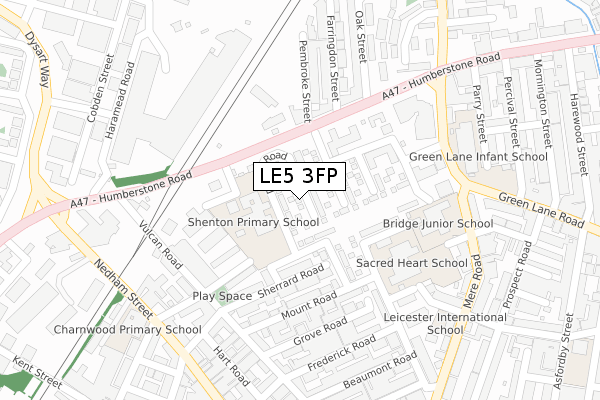 LE5 3FP map - large scale - OS Open Zoomstack (Ordnance Survey)