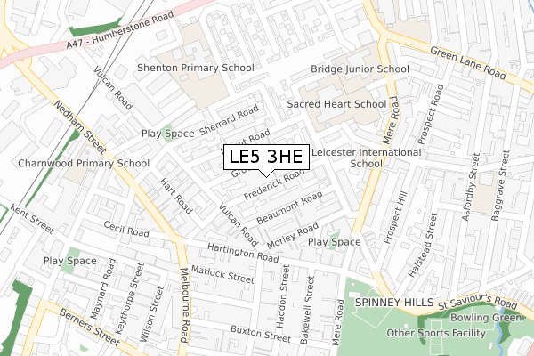 LE5 3HE map - large scale - OS Open Zoomstack (Ordnance Survey)