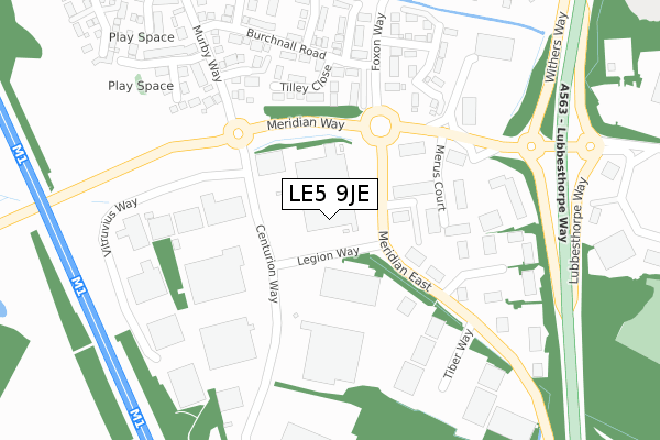 LE5 9JE map - large scale - OS Open Zoomstack (Ordnance Survey)