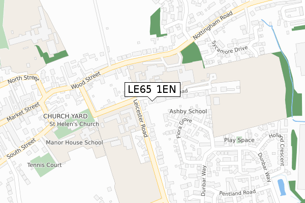 LE65 1EN map - large scale - OS Open Zoomstack (Ordnance Survey)