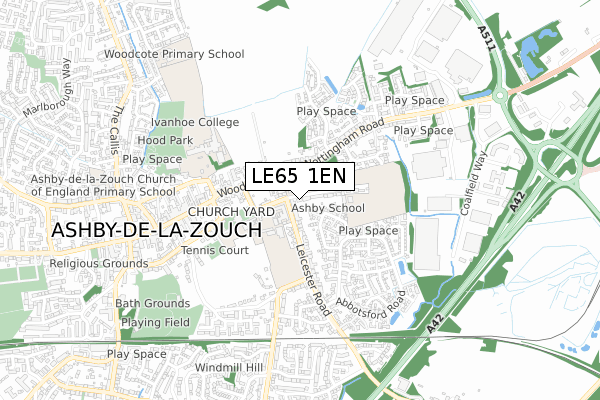 LE65 1EN map - small scale - OS Open Zoomstack (Ordnance Survey)