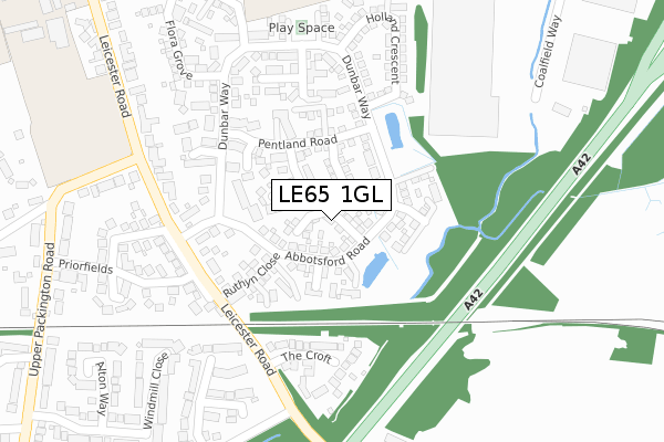 LE65 1GL map - large scale - OS Open Zoomstack (Ordnance Survey)