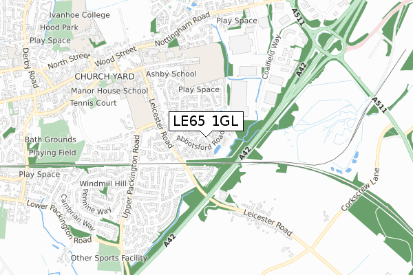 LE65 1GL map - small scale - OS Open Zoomstack (Ordnance Survey)
