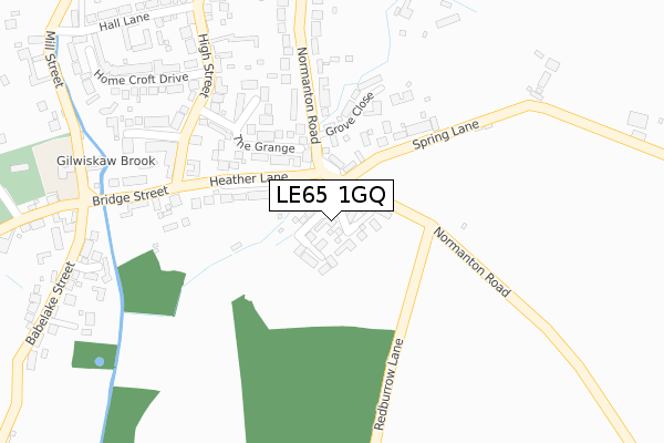 LE65 1GQ map - large scale - OS Open Zoomstack (Ordnance Survey)