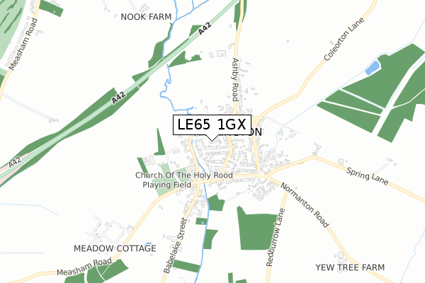 LE65 1GX map - small scale - OS Open Zoomstack (Ordnance Survey)