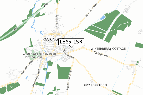 LE65 1SR map - small scale - OS Open Zoomstack (Ordnance Survey)