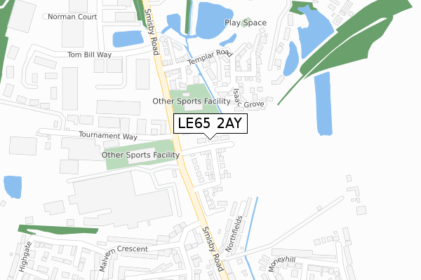 LE65 2AY map - large scale - OS Open Zoomstack (Ordnance Survey)