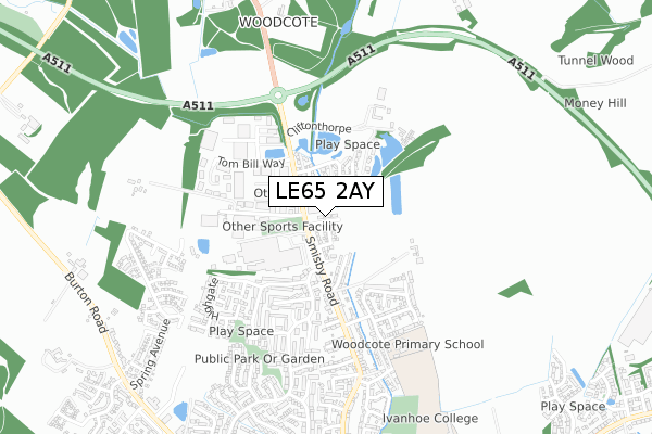 LE65 2AY map - small scale - OS Open Zoomstack (Ordnance Survey)