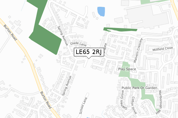 LE65 2RJ map - large scale - OS Open Zoomstack (Ordnance Survey)