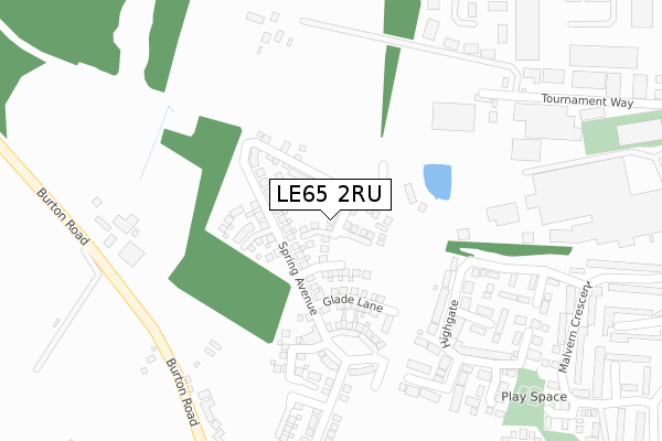 LE65 2RU map - large scale - OS Open Zoomstack (Ordnance Survey)