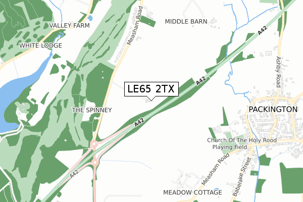 LE65 2TX map - small scale - OS Open Zoomstack (Ordnance Survey)