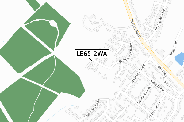 LE65 2WA map - large scale - OS Open Zoomstack (Ordnance Survey)