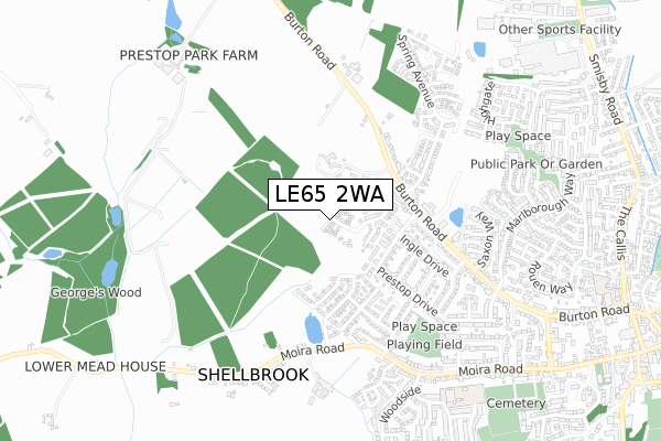 LE65 2WA map - small scale - OS Open Zoomstack (Ordnance Survey)