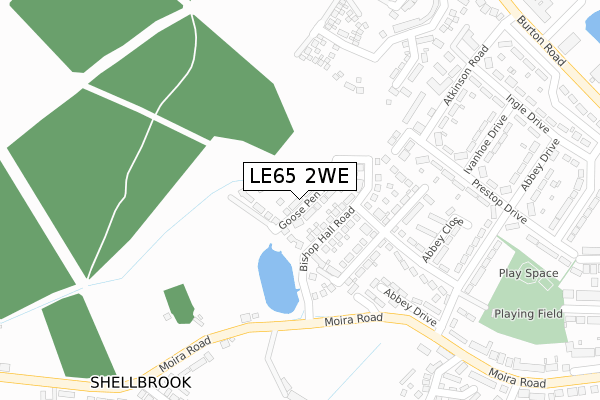 LE65 2WE map - large scale - OS Open Zoomstack (Ordnance Survey)
