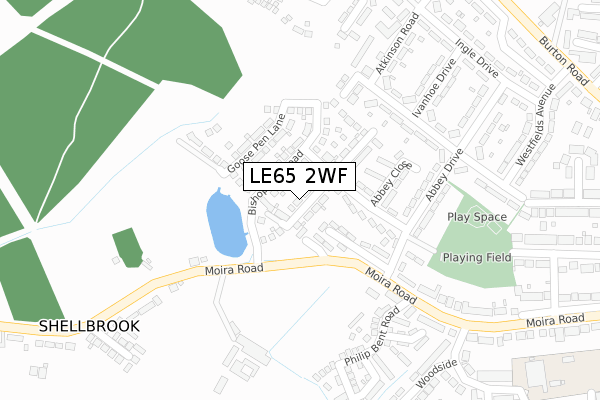 LE65 2WF map - large scale - OS Open Zoomstack (Ordnance Survey)