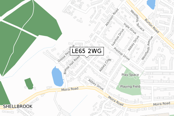 LE65 2WG map - large scale - OS Open Zoomstack (Ordnance Survey)