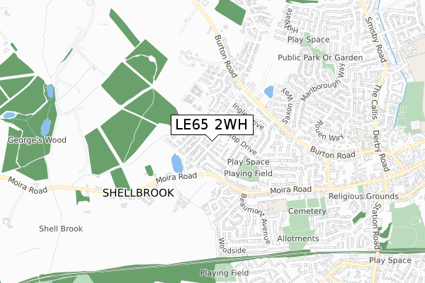 LE65 2WH map - small scale - OS Open Zoomstack (Ordnance Survey)