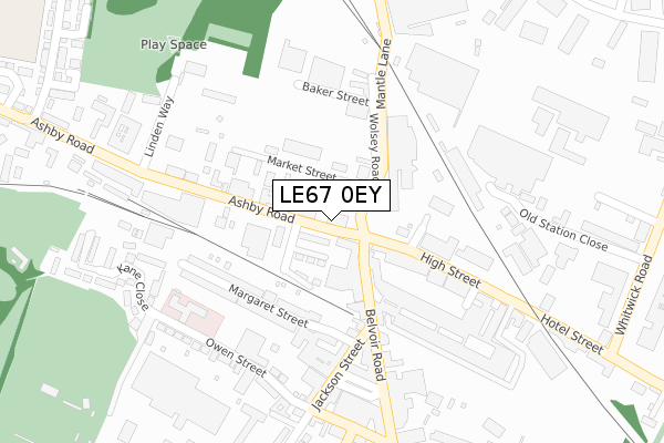 LE67 0EY map - large scale - OS Open Zoomstack (Ordnance Survey)