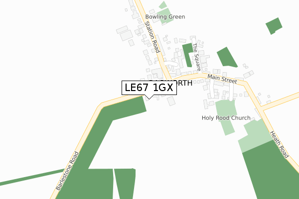 LE67 1GX map - large scale - OS Open Zoomstack (Ordnance Survey)