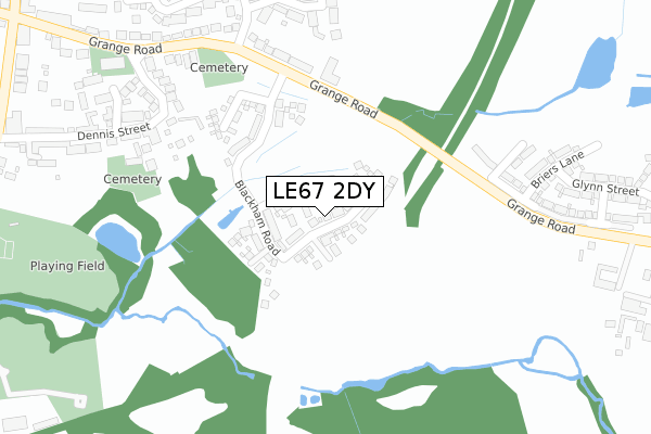 LE67 2DY map - large scale - OS Open Zoomstack (Ordnance Survey)