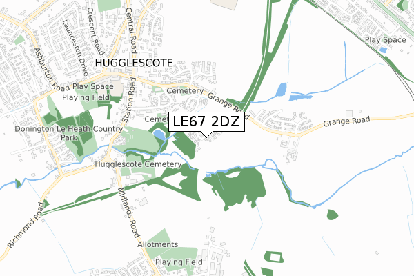 LE67 2DZ map - small scale - OS Open Zoomstack (Ordnance Survey)