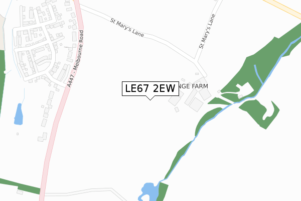 LE67 2EW map - large scale - OS Open Zoomstack (Ordnance Survey)