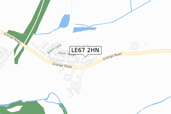 LE67 2HN map - large scale - OS Open Zoomstack (Ordnance Survey)
