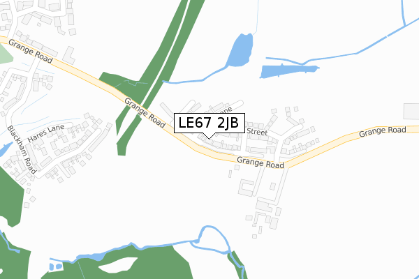 LE67 2JB map - large scale - OS Open Zoomstack (Ordnance Survey)