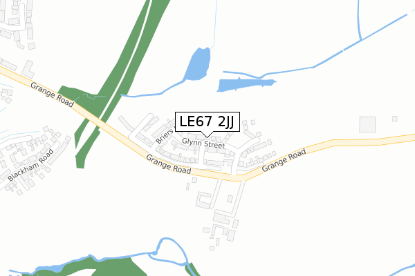 LE67 2JJ map - large scale - OS Open Zoomstack (Ordnance Survey)