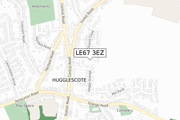 LE67 3EZ map - large scale - OS Open Zoomstack (Ordnance Survey)