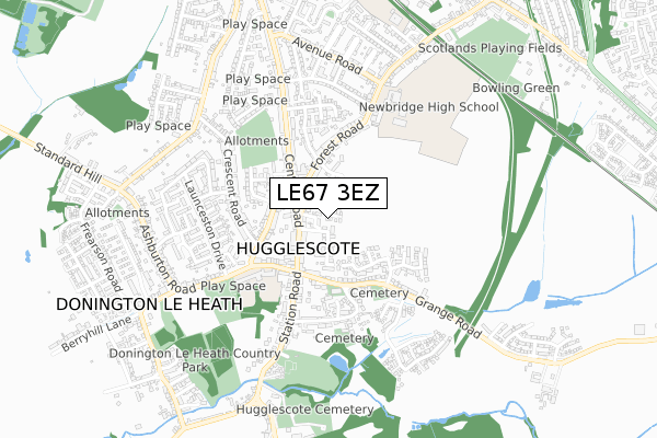 LE67 3EZ map - small scale - OS Open Zoomstack (Ordnance Survey)