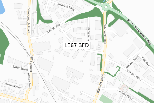 LE67 3FD map - large scale - OS Open Zoomstack (Ordnance Survey)