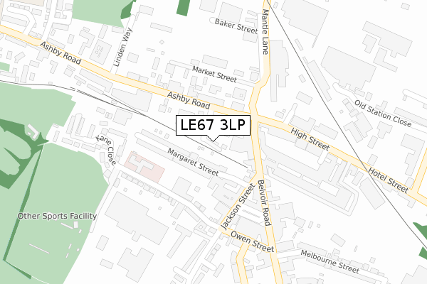 LE67 3LP map - large scale - OS Open Zoomstack (Ordnance Survey)