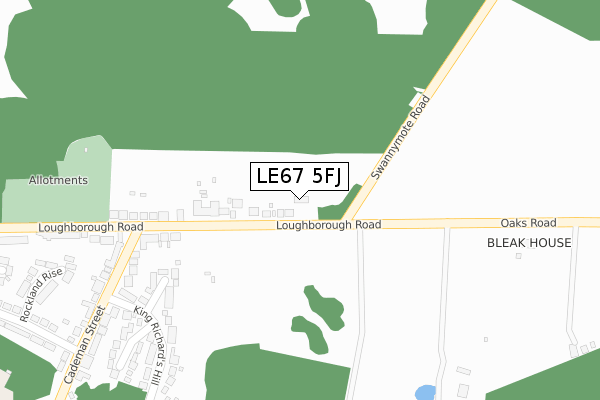 LE67 5FJ map - large scale - OS Open Zoomstack (Ordnance Survey)